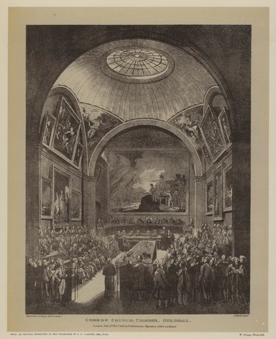 Sala del Consejo Común, Guildhall, Ciudad de Londres, 1808 de T. and Pugin Rowlandson